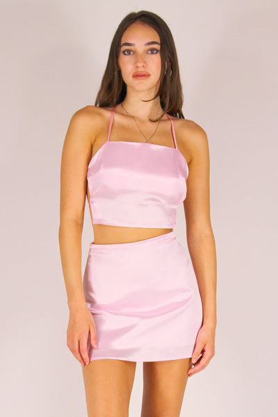 pink satin top