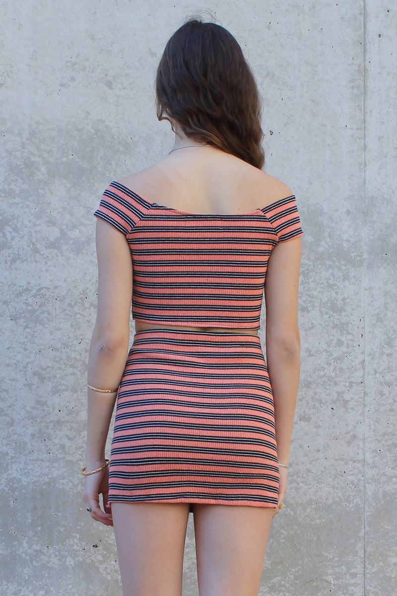 Stripe Skirt - Stretchy Orange