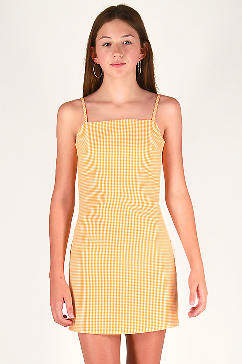 Fitted Square Strap Dress - Green and Yellow Plaid purrrshop Fitted Square Strap Dress - Green and Yellow Plaid purrrshop