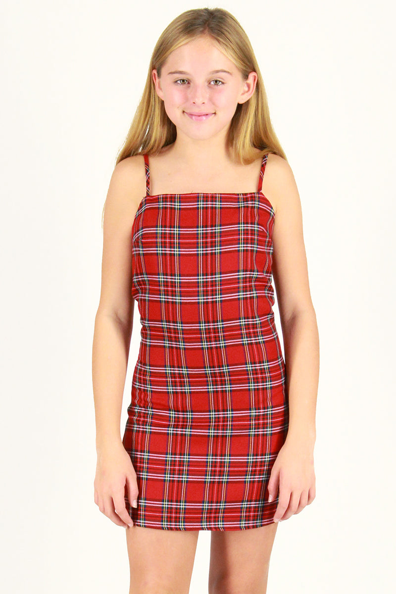 Fitted Square Strap Dress - Green and Yellow Plaid purrrshop Fitted Square Strap Dress - Green and Yellow Plaid purrrshop