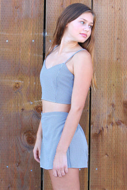 Adjustable Cami Top - Black and White Gingham