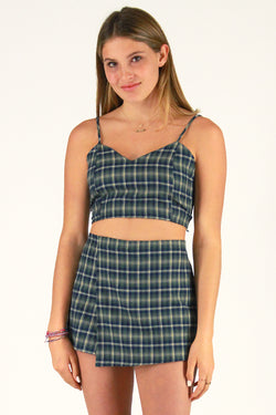 Adjustable Cami Top and Skorts - Flannel Green Plaid