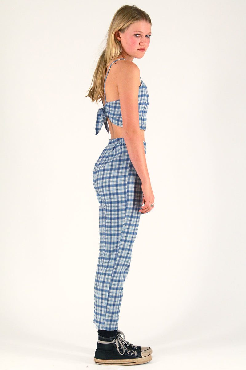 Adjustable Cami Top and Pants - Flannel Blue Plaid