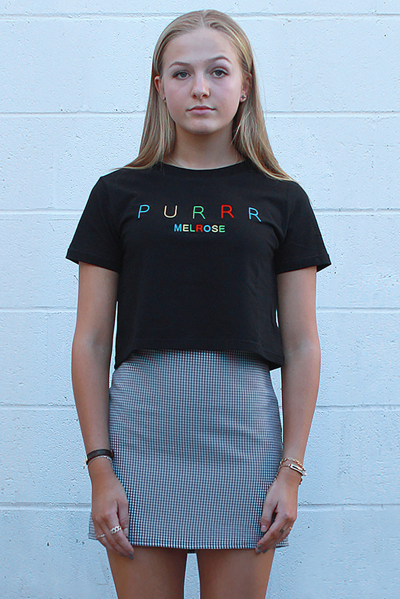 Purrr Melrose T-Shirt - Black with Embroidered Logo