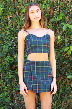 Adjustable Cami Top - Flannel Blue Green Plaid