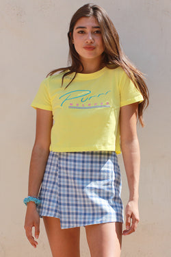 Purrr Melrose T-Shirt - Yellow with Embroidered Logo