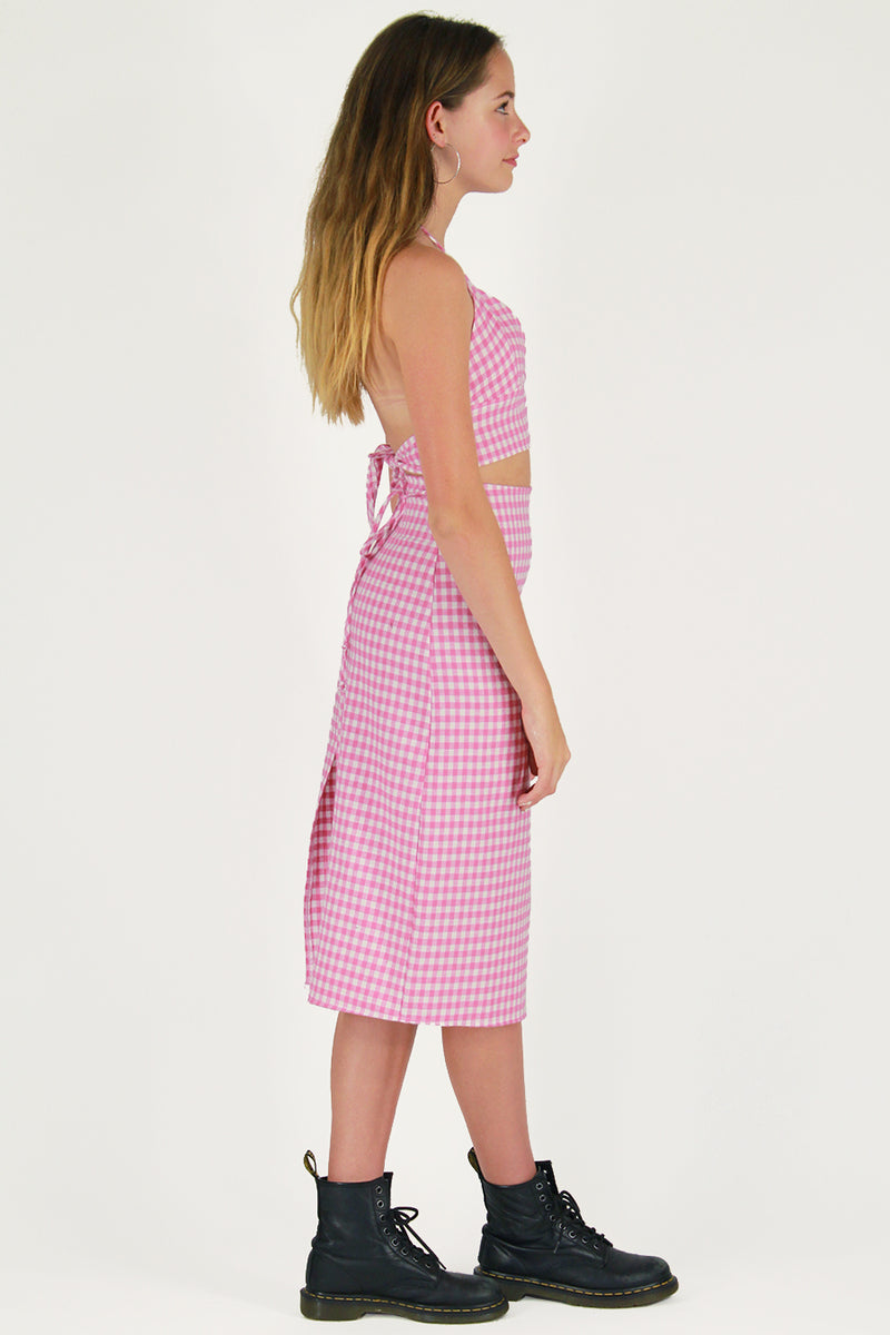 Midi Skirt - Flannel Pink Checker