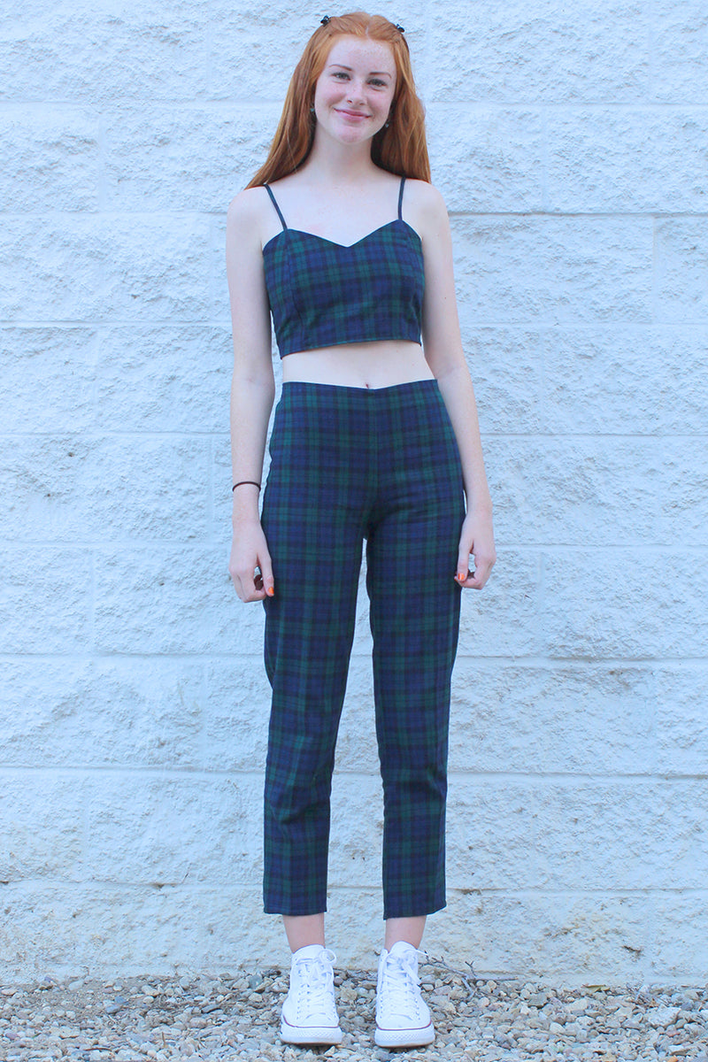 Pants - Flannel Navy Green Plaid