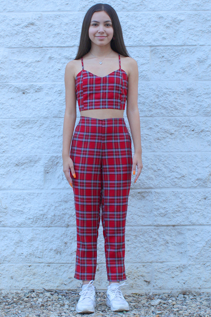 Adjustable Cami Top - Red Plaid