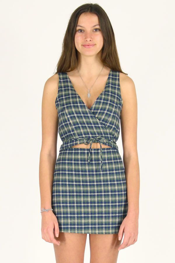 Wrap Top - Flannel Green Plaid