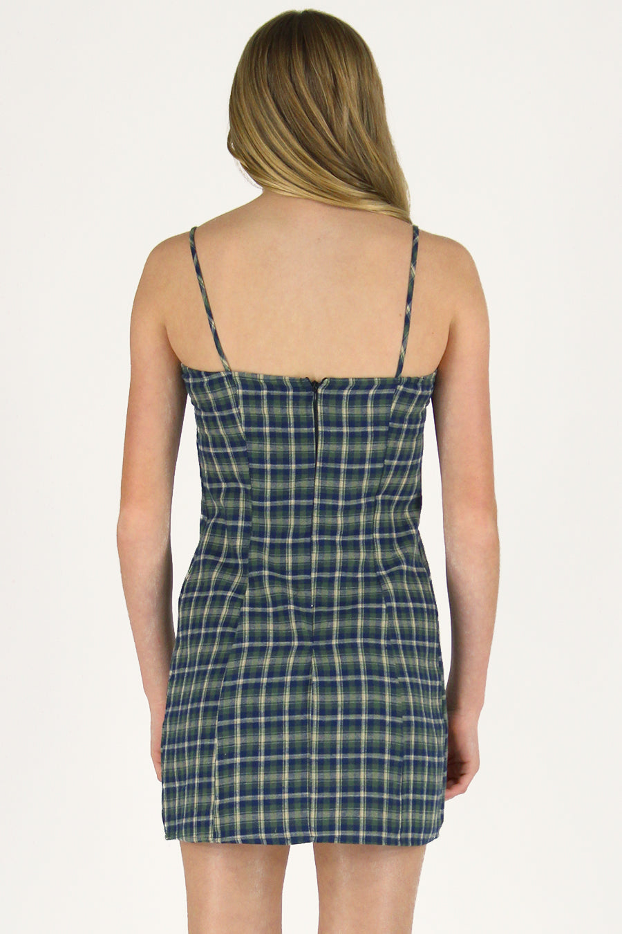 green emerald velvet dress Green Flannel Plaid Tatum Mini Dress Medium
