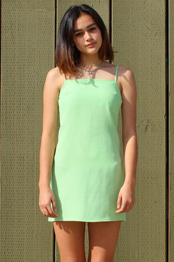 Fitted Square Strap Dress - Lime Green Gingham purrrshop Fitted Square Strap Dress - Lime Green Gingham purrrshop