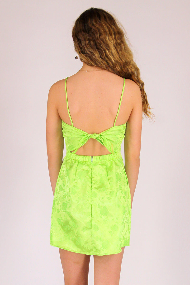 satin neon green dress Palasha Midi Dress in Satin Lime Green