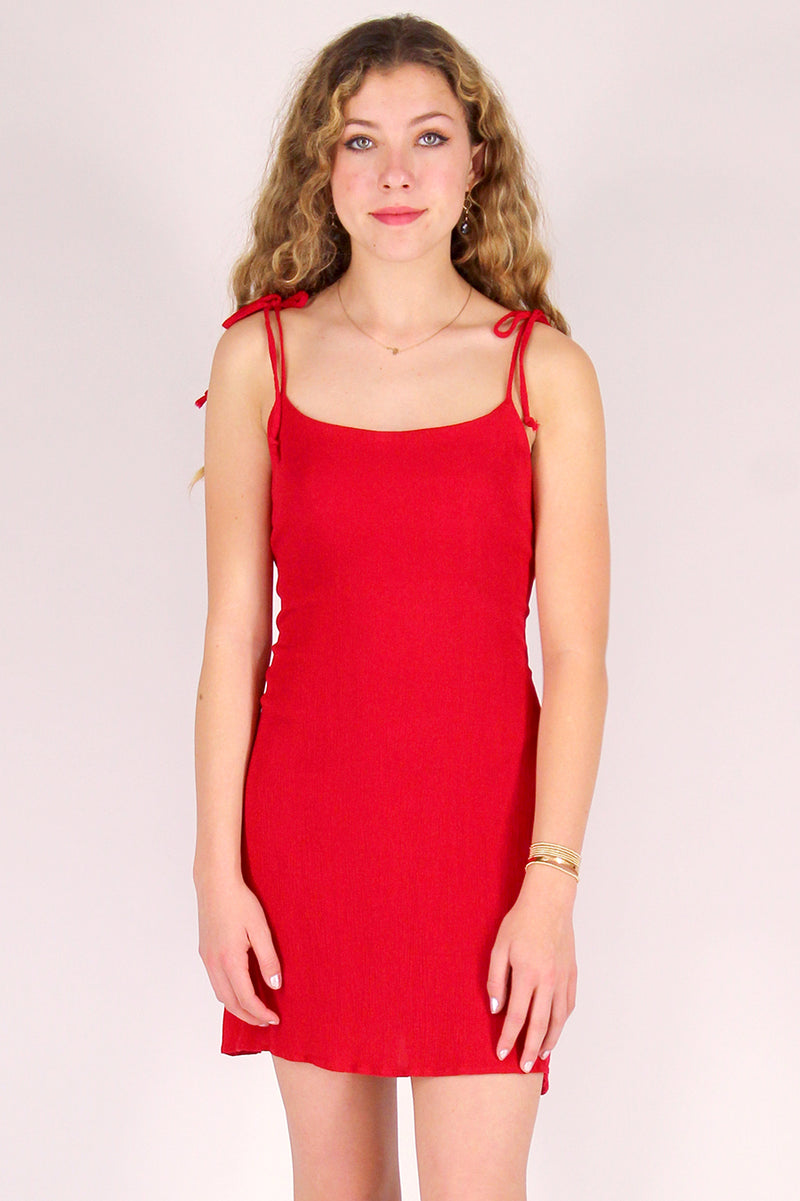 Adjustable Ribbon Dress - Red Scrunchy