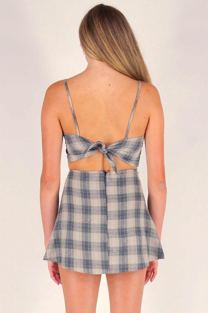 Adjustable Cami Top - Flannel Green and Beige Plaid