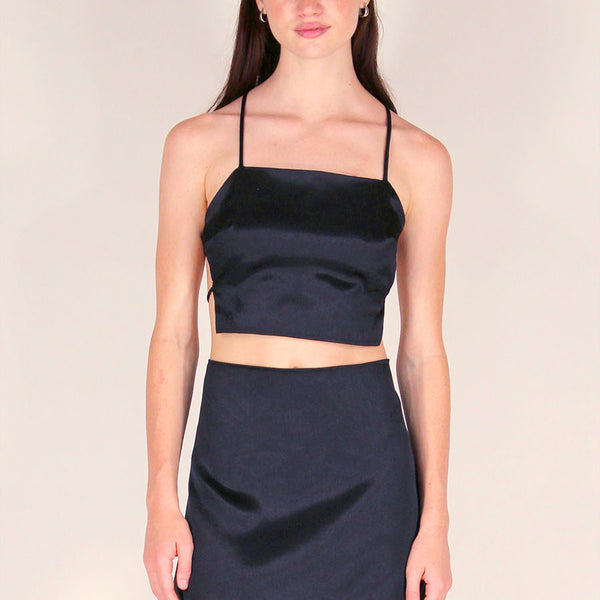 black satin crop