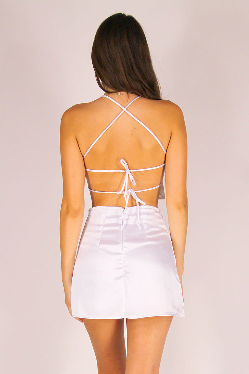 Backless Crop Top - White Satin