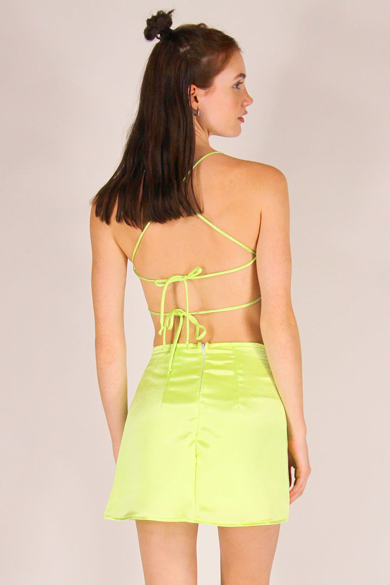 Skirt - Lime Green Satin