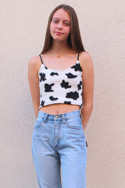 Cami Top - Fleece with Cow Print