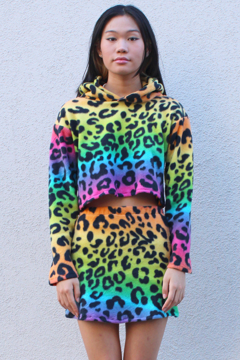 Skirt - Fleece with Multi Color Leopard Print