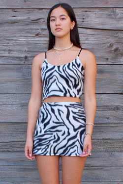 Cami Top and Skirt - Fleece with Zebra Print
