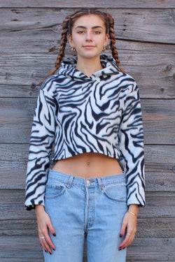 Hoodie - Fleece with Zebra Print