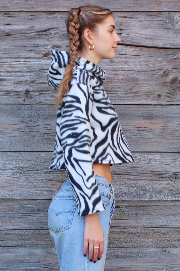 Hoodie - Fleece with Zebra Print